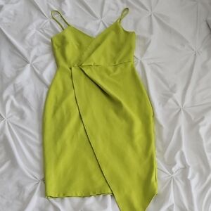 Fashion Nova Asymmetrical Lime Dress